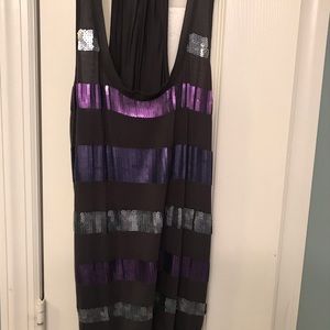 Express Grey tank top with blingy stripes